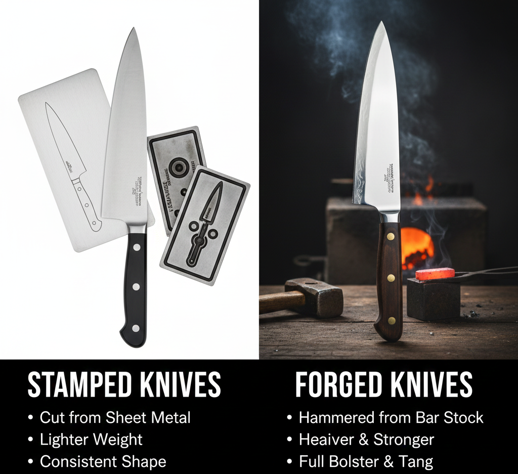 difference between stamped and forged knives