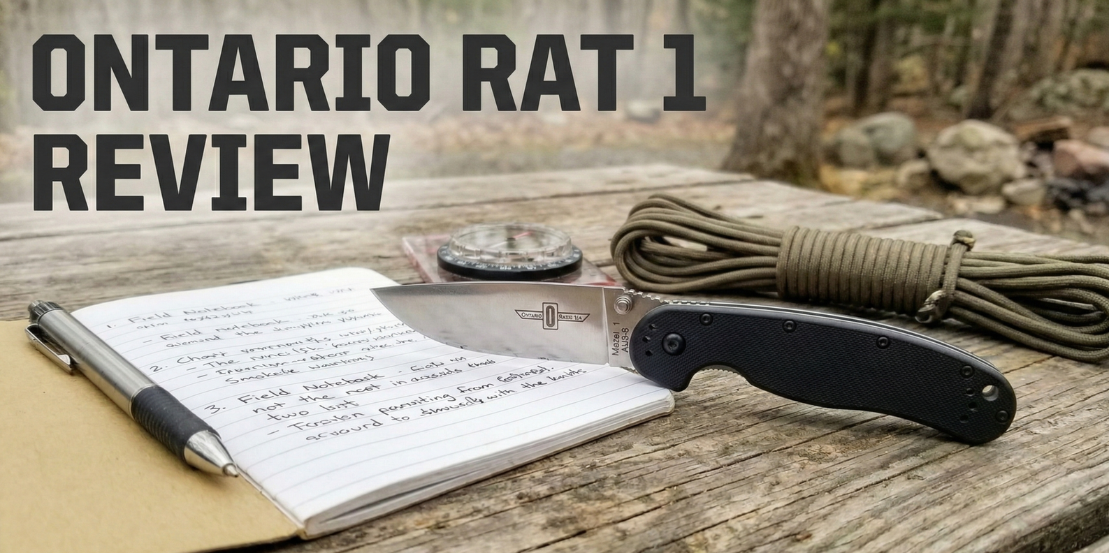 Ontario RAT 1 Knife Outdoors on Rock