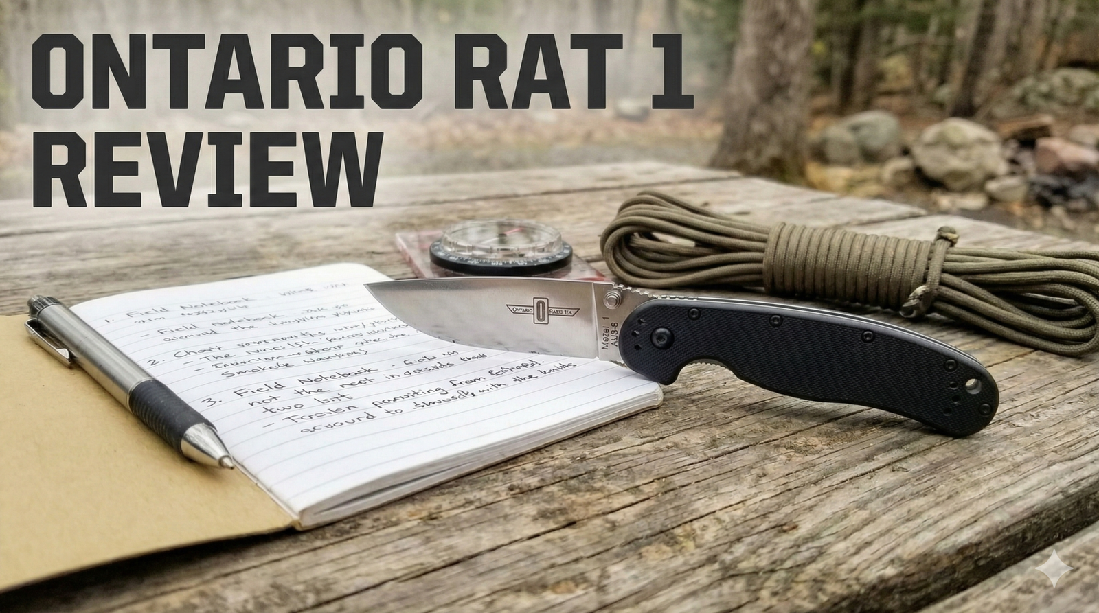 Ontario RAT 1 Knife Outdoors on Rock