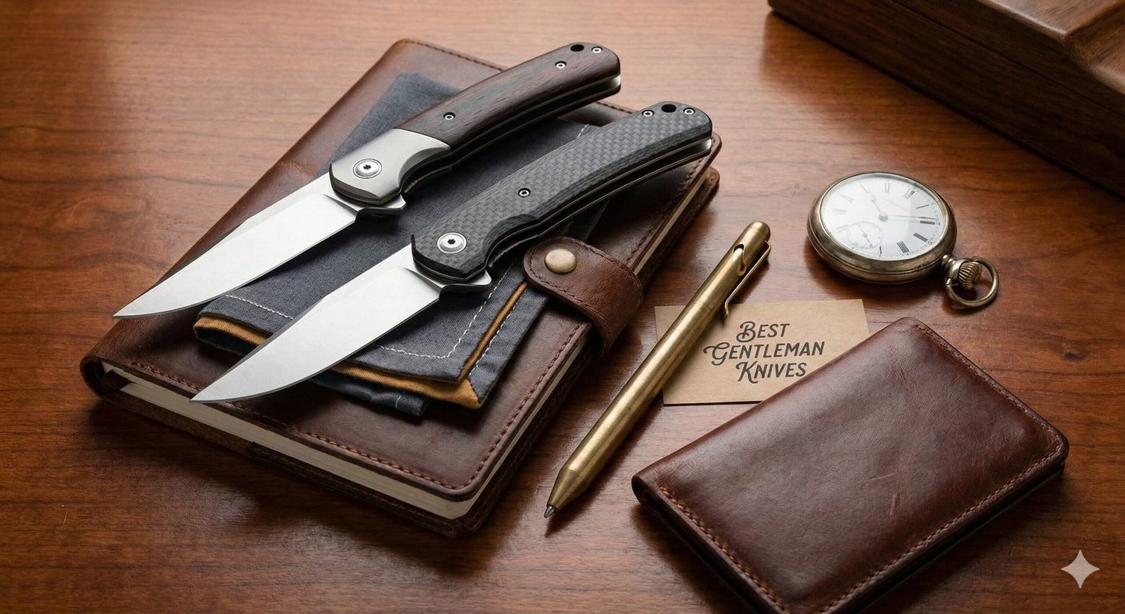 Gentleman's carry pocket knife on leather desk