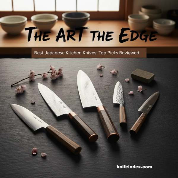 A stunning Japanese chef's knife with a Damascus pattern on its blade.